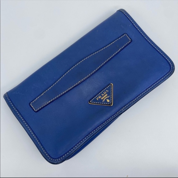 Royal Blue Prada Leather Clutch - Picture 2 of 6